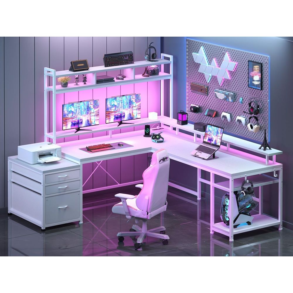 Desk Setup L Shaped - 104-inch L-Shaped Desk for Dual-Person Home
