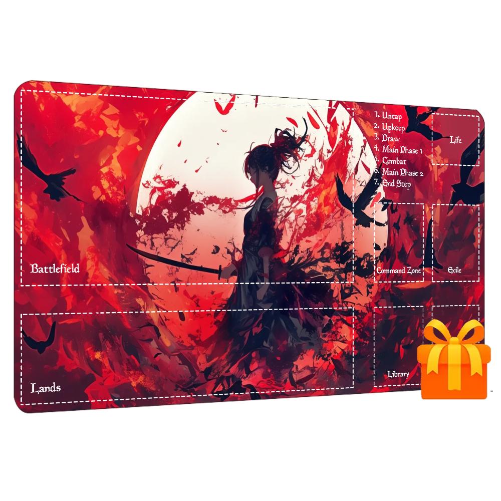 Desk Setup Anime - Blood Moon Samurai Anime Lady Large