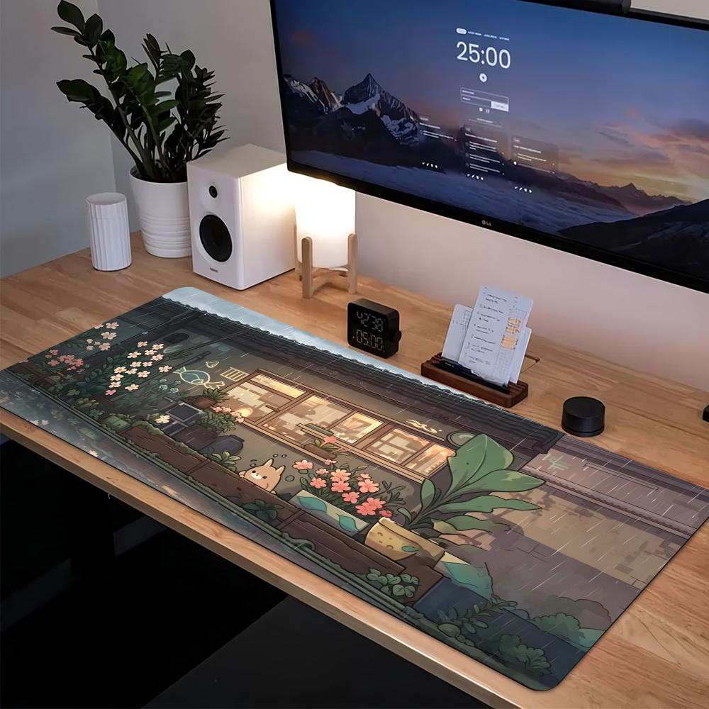 Desk Setup Anime - Cozy Anime Street Extended Gaming Mouse