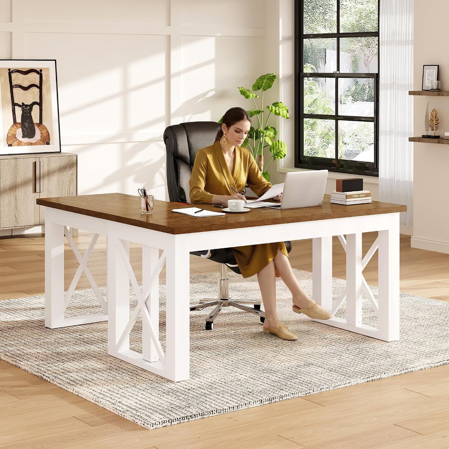 Desk Setup L Shaped - L Shaped Standing Desk with Drawer,