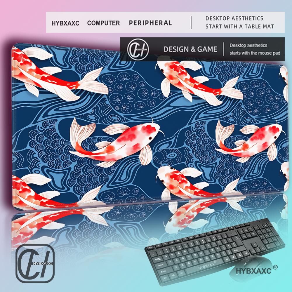 Desk Setup Red - HYBXAXC Japanese Koi Fish Desk Mat,