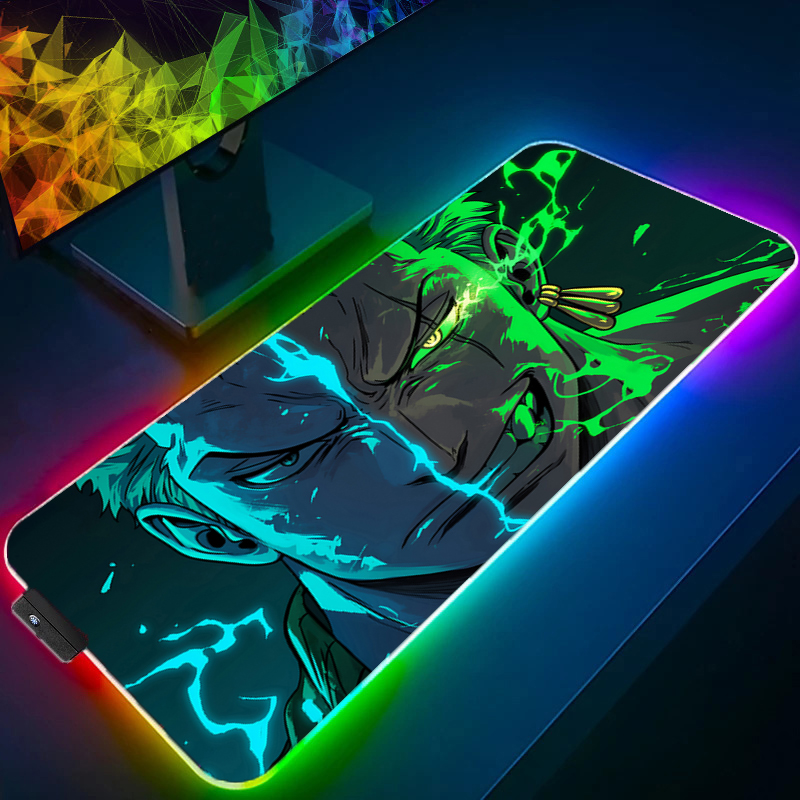 Desk Setup Mat - ONE PIECE Zoro Mouse Pad RGB