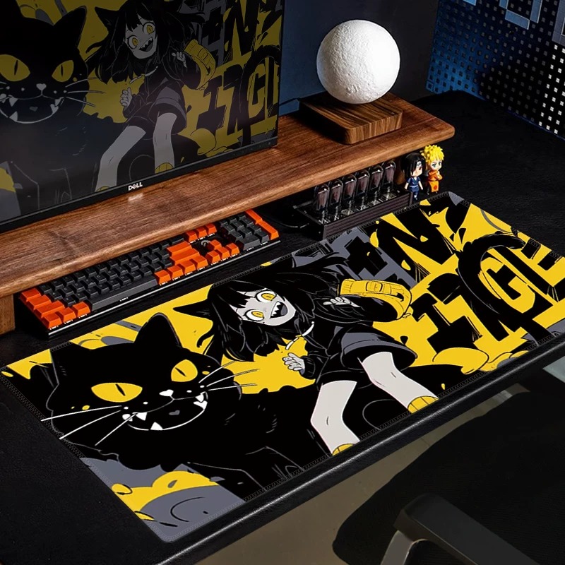 Desk Setup Anime - Anime Black Cat Gaming Mouse Pad
