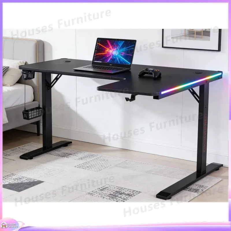 Desk Setup L Shaped - Large 160cm Gaming Desk with LED