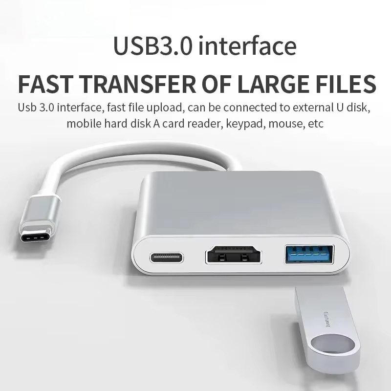 Desk Setup Usb Hub - 3 In 1 Type C to