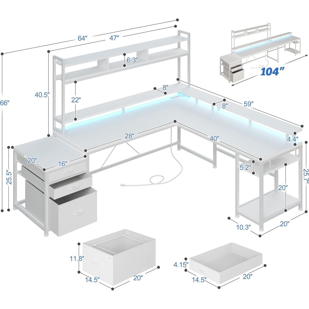 104-inch L-Shaped Desk for Dua - Desk Setup L Shaped recension och pris