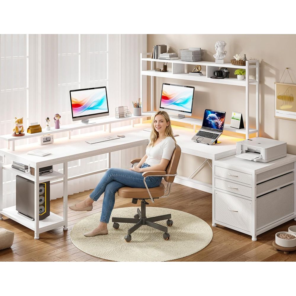 104-inch L-Shaped Desk for Dua - Desk Setup L Shaped recension och pris
