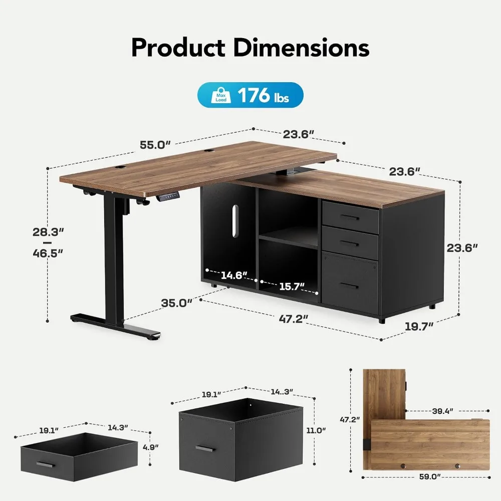 HUANUO 55 Inch L Shaped Standi - Desk Setup L Shaped recension och pris