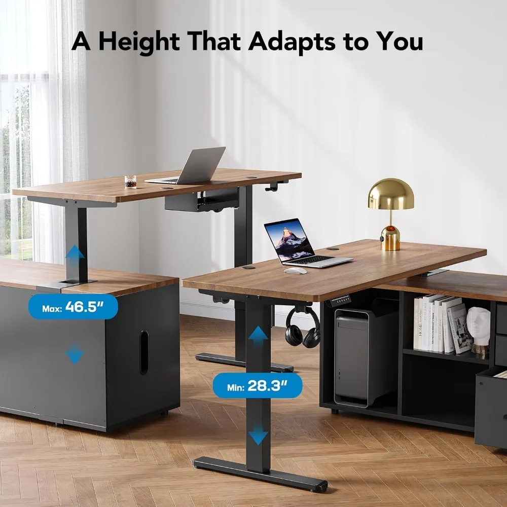 HUANUO 55 Inch L Shaped Standi - Desk Setup L Shaped recension och pris
