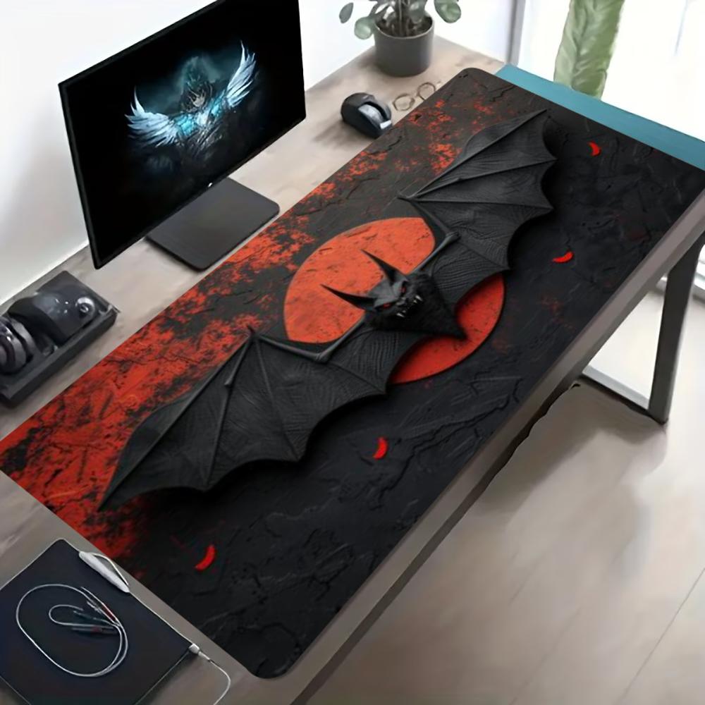 Dark Red Bat Pattern Large Gam - Desk Setup Red recension och pris