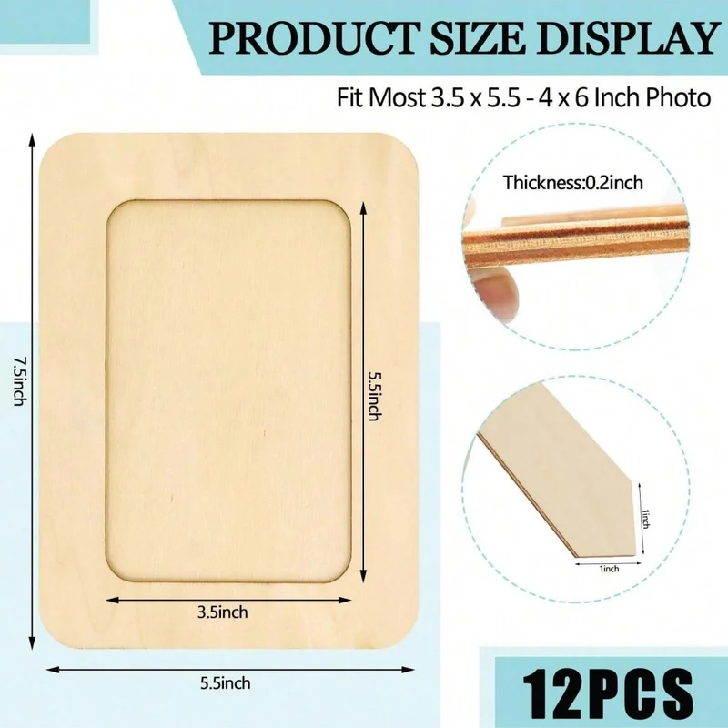 5Pcs Unfinished Wooden Frames  - Desk Setup Photo recension och pris