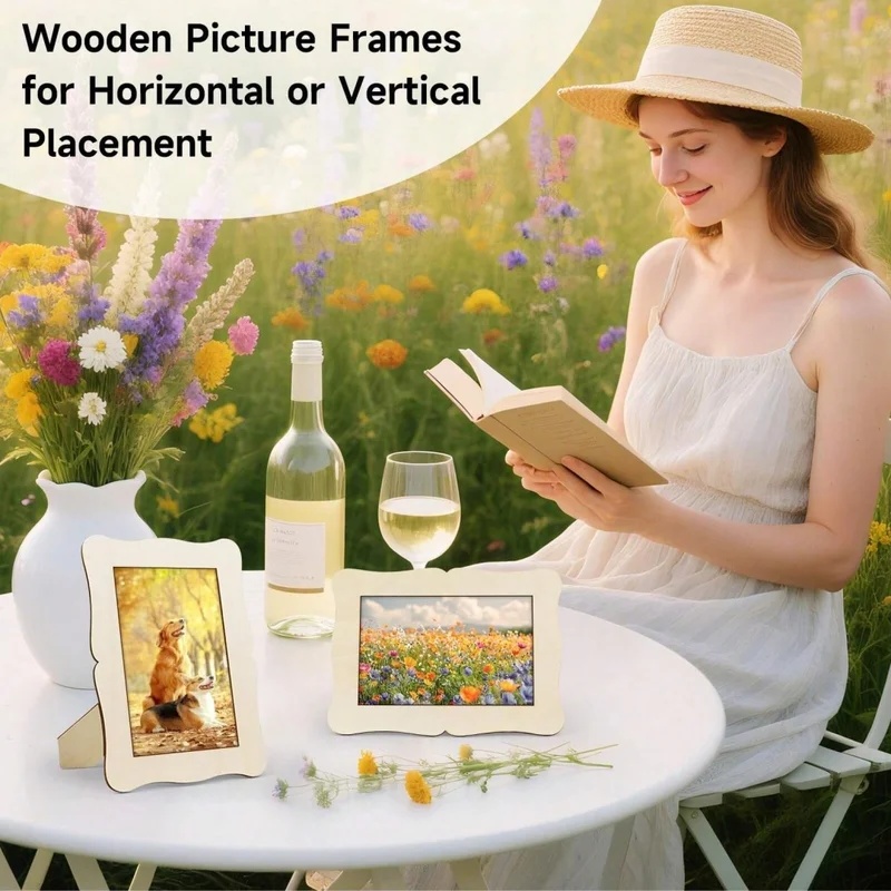 5Pcs Unfinished Wooden Frames  - Desk Setup Photo recension och pris