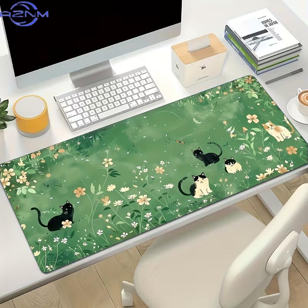Floral Cute Cat Large Gaming M - Desk Setup Gaming And Work recension och pris