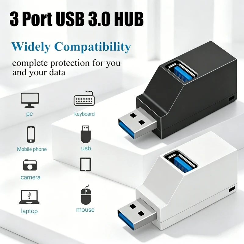 USB 3.0 2.0 Rotatable 3 Ports  - Desk Setup Usb Hub recension och pris