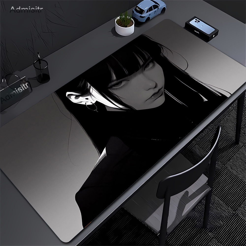 Black Anime Dark Girl Table Ma - Desk Setup Blue recension och pris