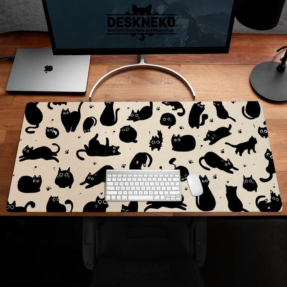 Cute Black Cat Desk Mat On Bei - Desk Setup Blue recension och pris