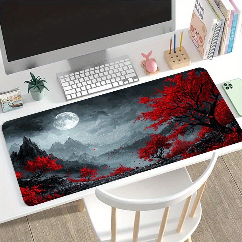 Red Tree Moon Landscape Extend - Desk Setup Red recension och pris
