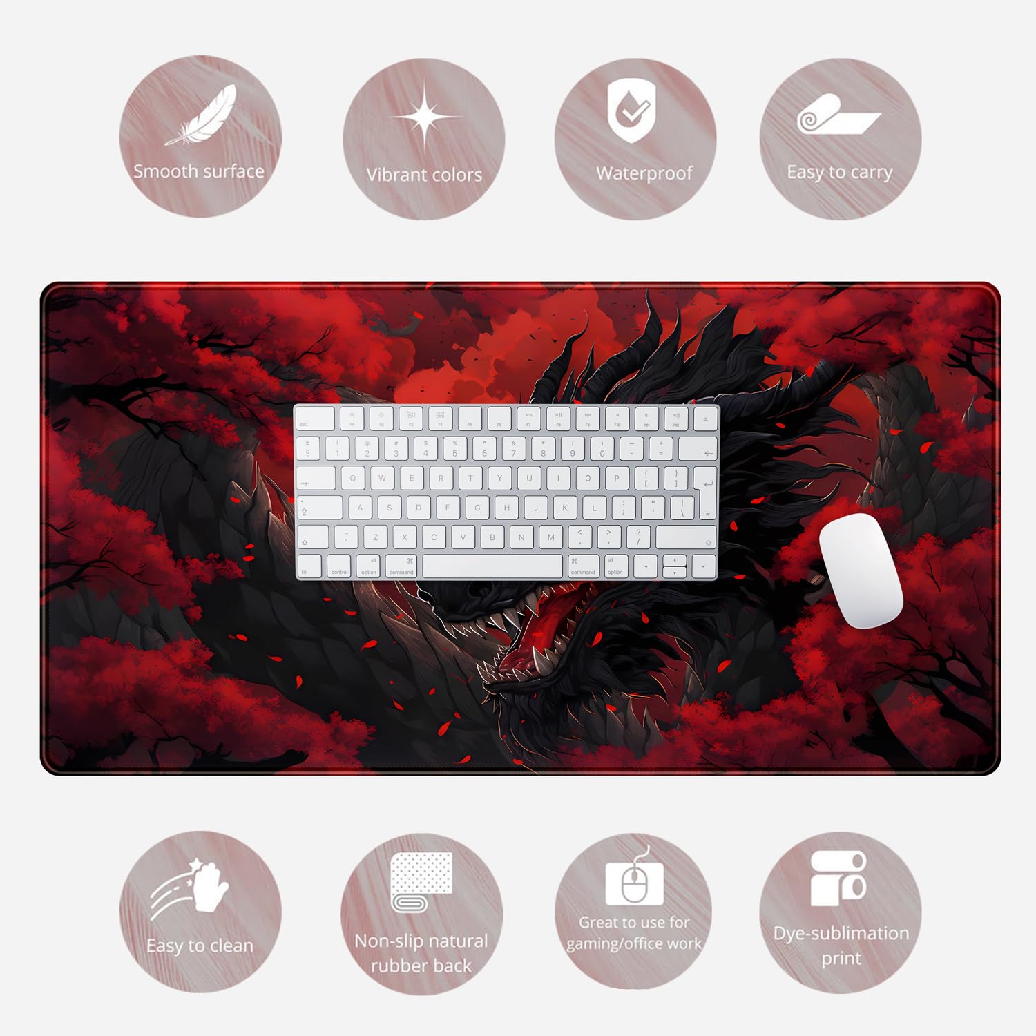 Huge Dragon Large Mouse Pad Co - Desk Setup Red recension och pris