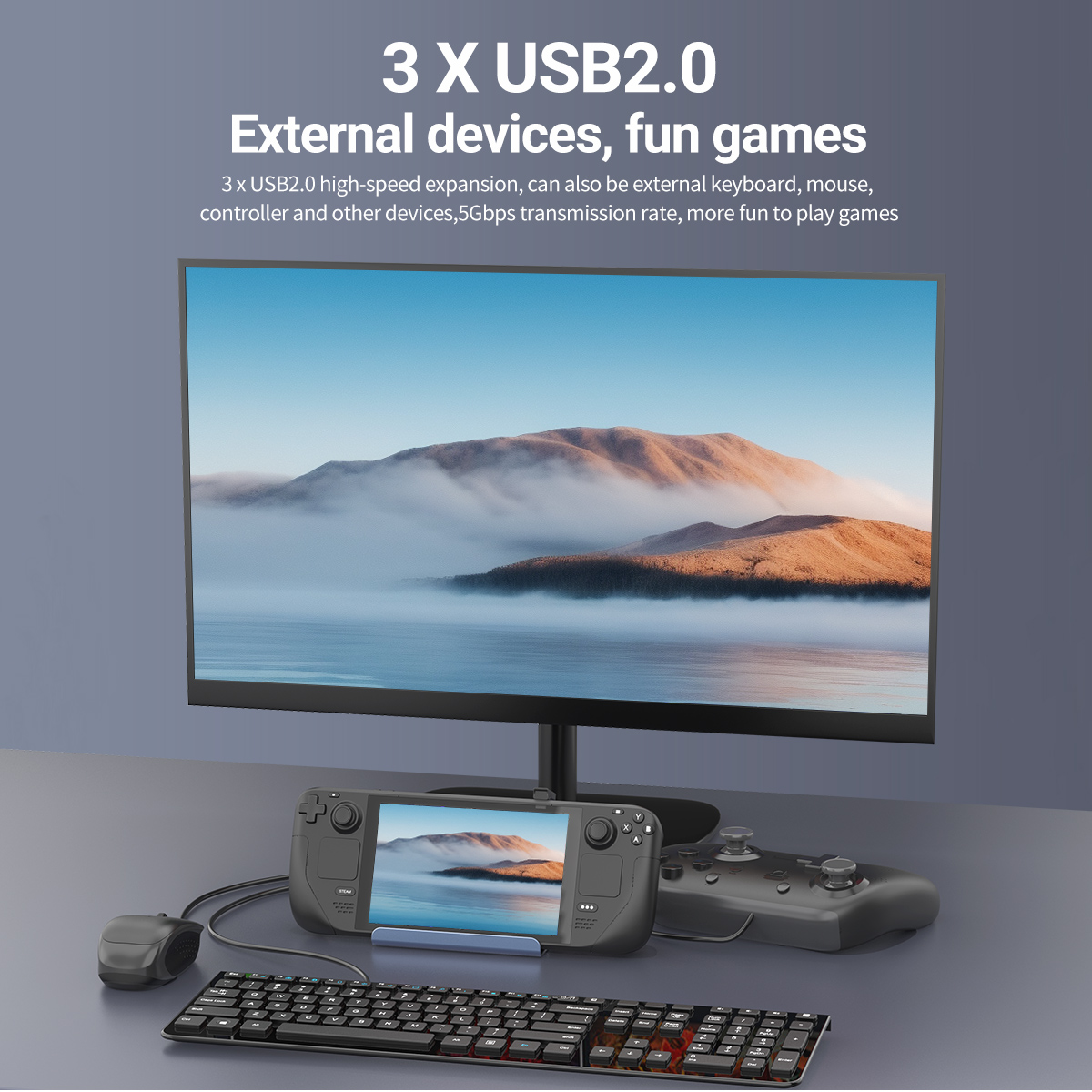 5 In 1 USB-C Game Hub Type-C D - Desk Setup Usb Hub recension och pris