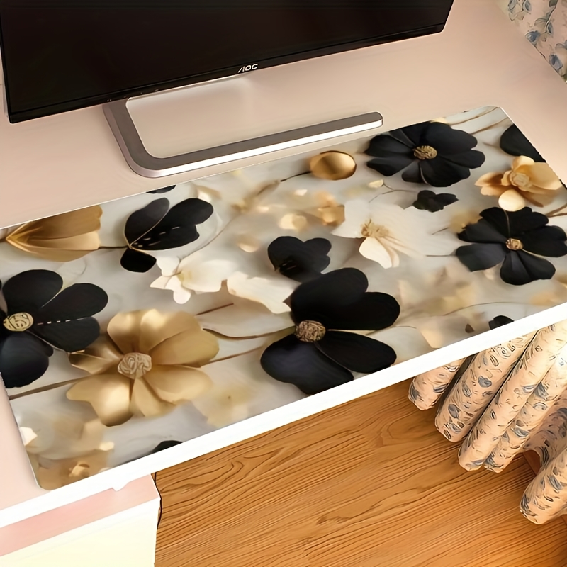 Black and Gold Floral Large De - Desk Setup Gaming And Work recension och pris