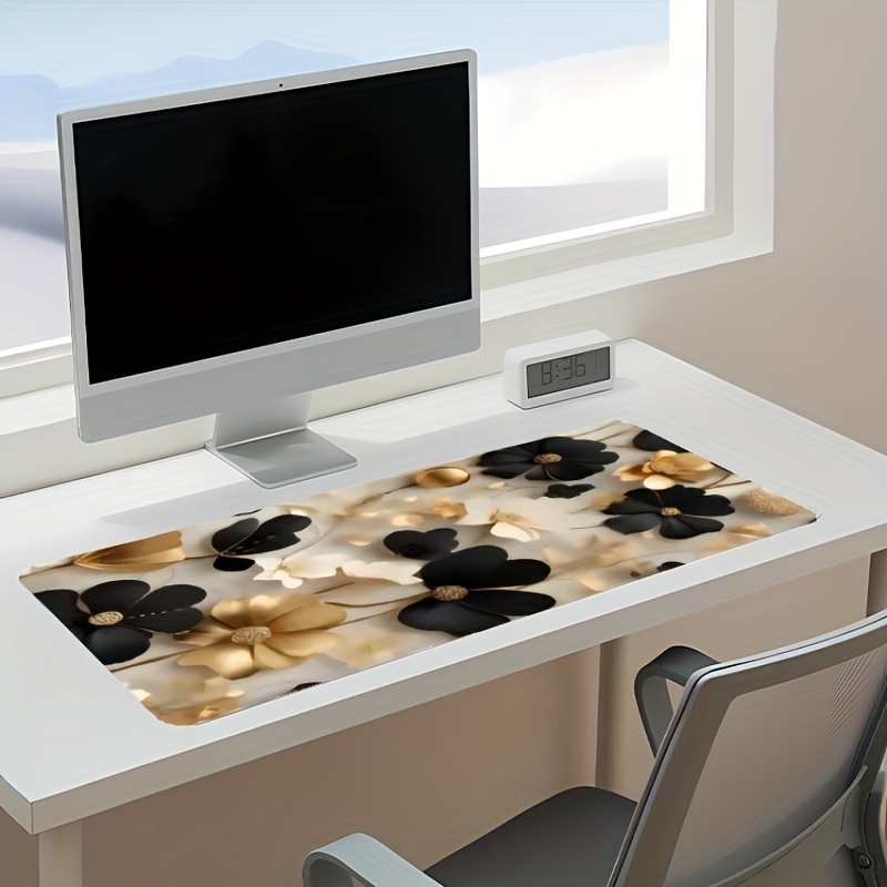 Black and Gold Floral Large De - Desk Setup Gaming And Work recension och pris