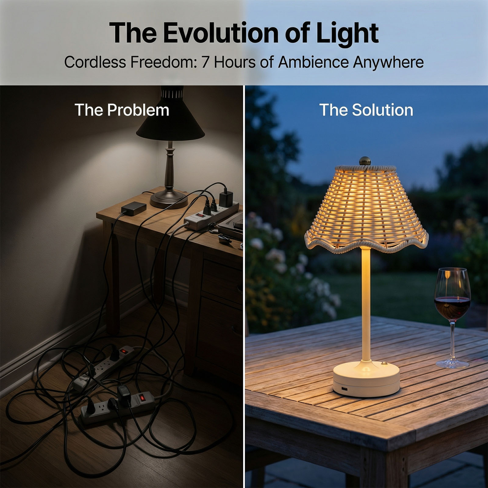 LED Vintage Rattan Table Lamp  - Desk Setup Vintage recension och pris