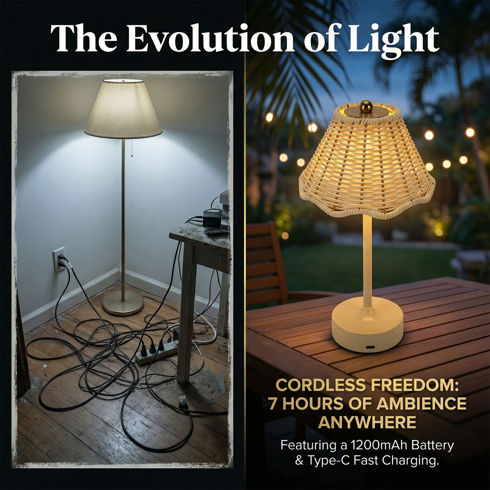 LED Vintage Rattan Table Lamp  - Desk Setup Vintage recension och pris
