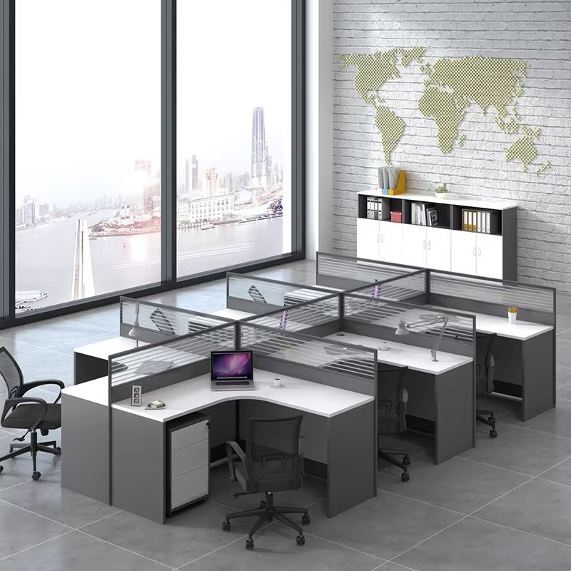 White Office Desk for 2 4 or 6 - Desk Setup L Shaped recension och pris