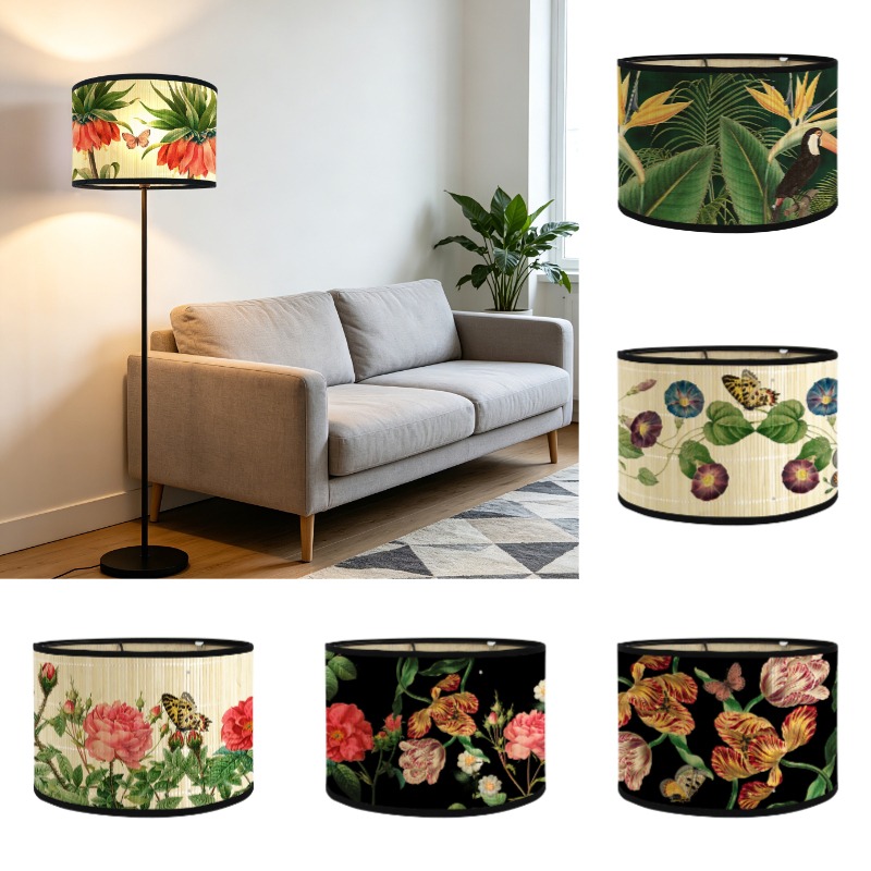 Vintage Printed Bamboo Lampsha - Desk Setup Vintage recension och pris
