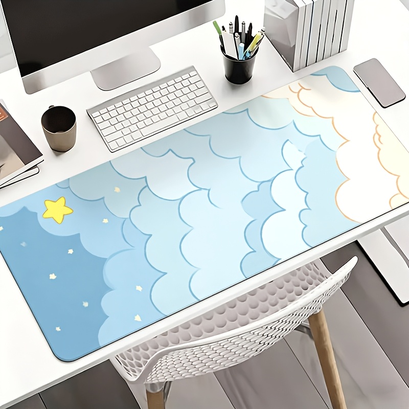 Soft Blue Cloud & Gold Star Mo - Desk Setup Blue recension och pris