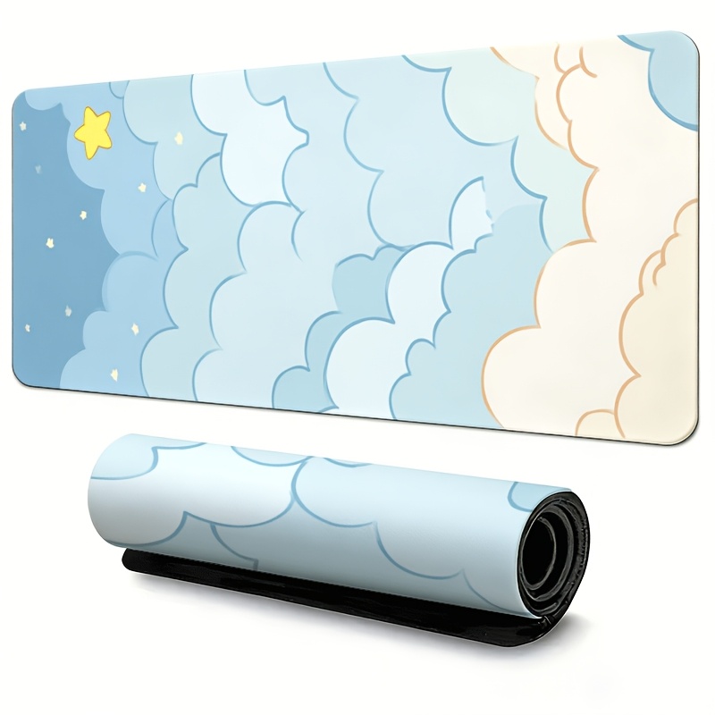 Soft Blue Cloud & Gold Star Mo - Desk Setup Blue recension och pris