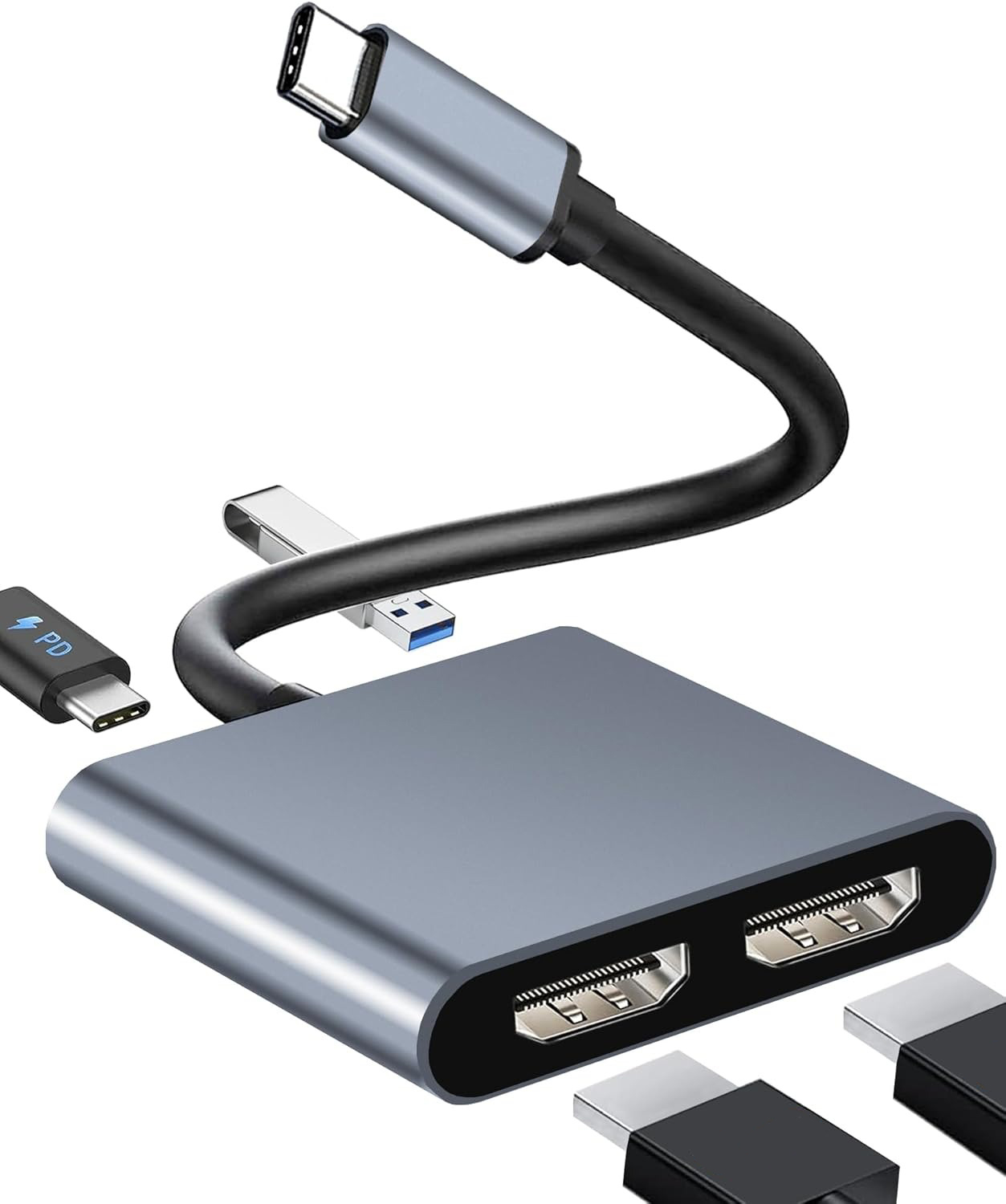 USB C to Dual 4K HD Display Ad - Desk Setup Usb Hub recension och pris