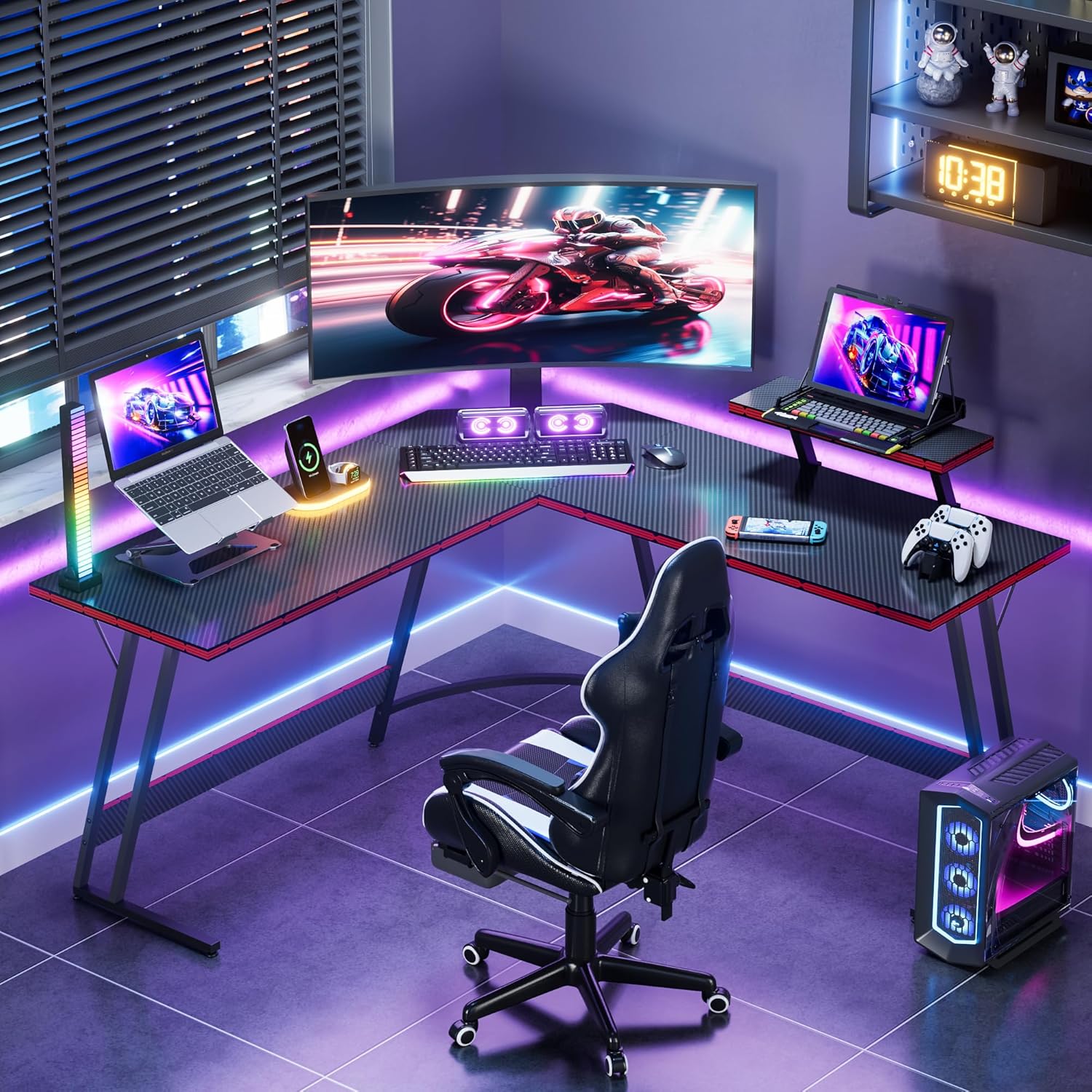 L-Shaped Adjustable Gaming Des - Desk Setup L Shaped recension och pris
