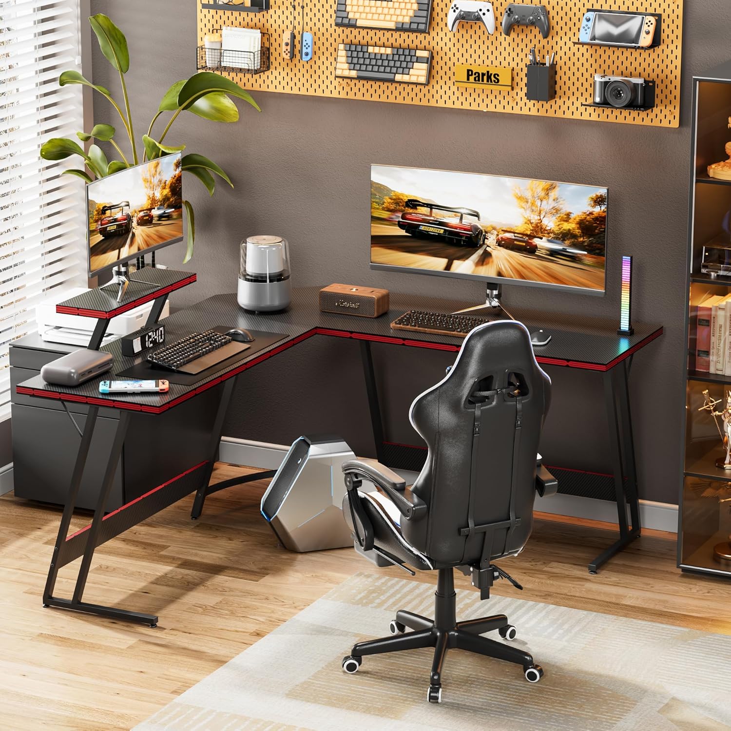 L-Shaped Adjustable Gaming Des - Desk Setup L Shaped recension och pris