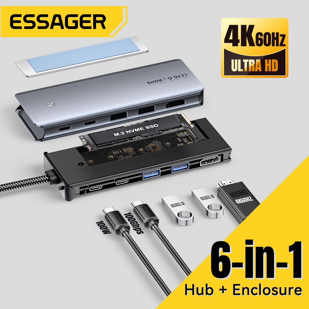 Essager USB C Hub With M.2 SSD - Desk Setup Usb Hub recension och pris