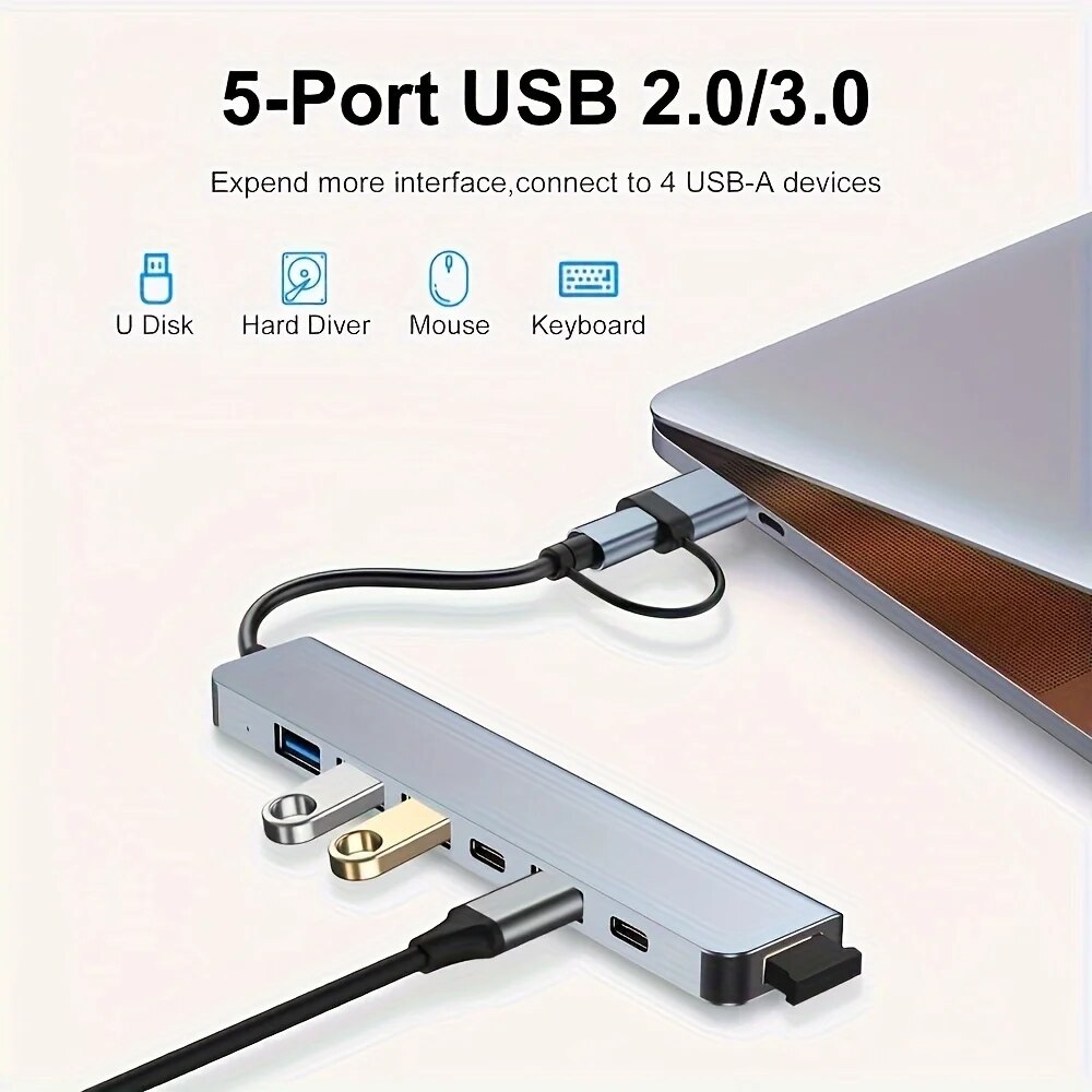 2 In 1 USB3.0 Hub 7 Port Type  - Desk Setup Usb Hub recension och pris