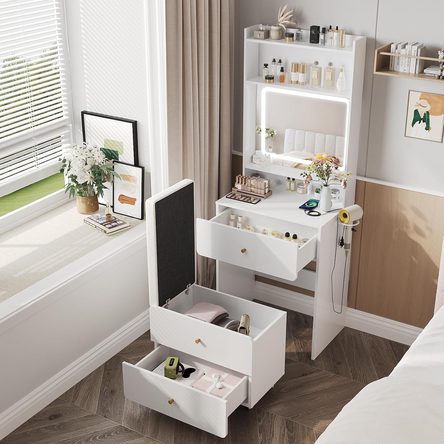 Make Up Vanity Desk with Mirro - Desk Setup Bedroom recension och pris
