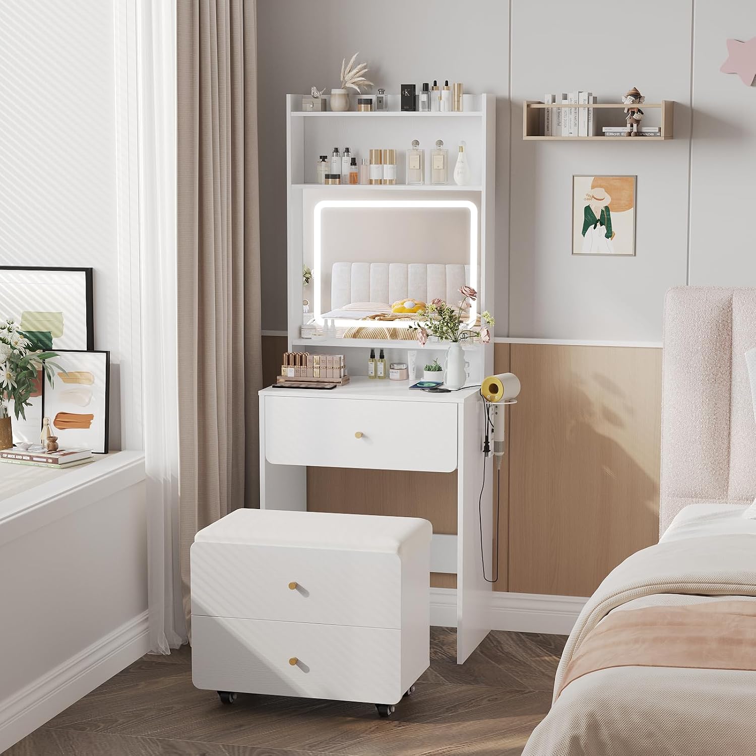 Make Up Vanity Desk with Mirro - Desk Setup Bedroom recension och pris