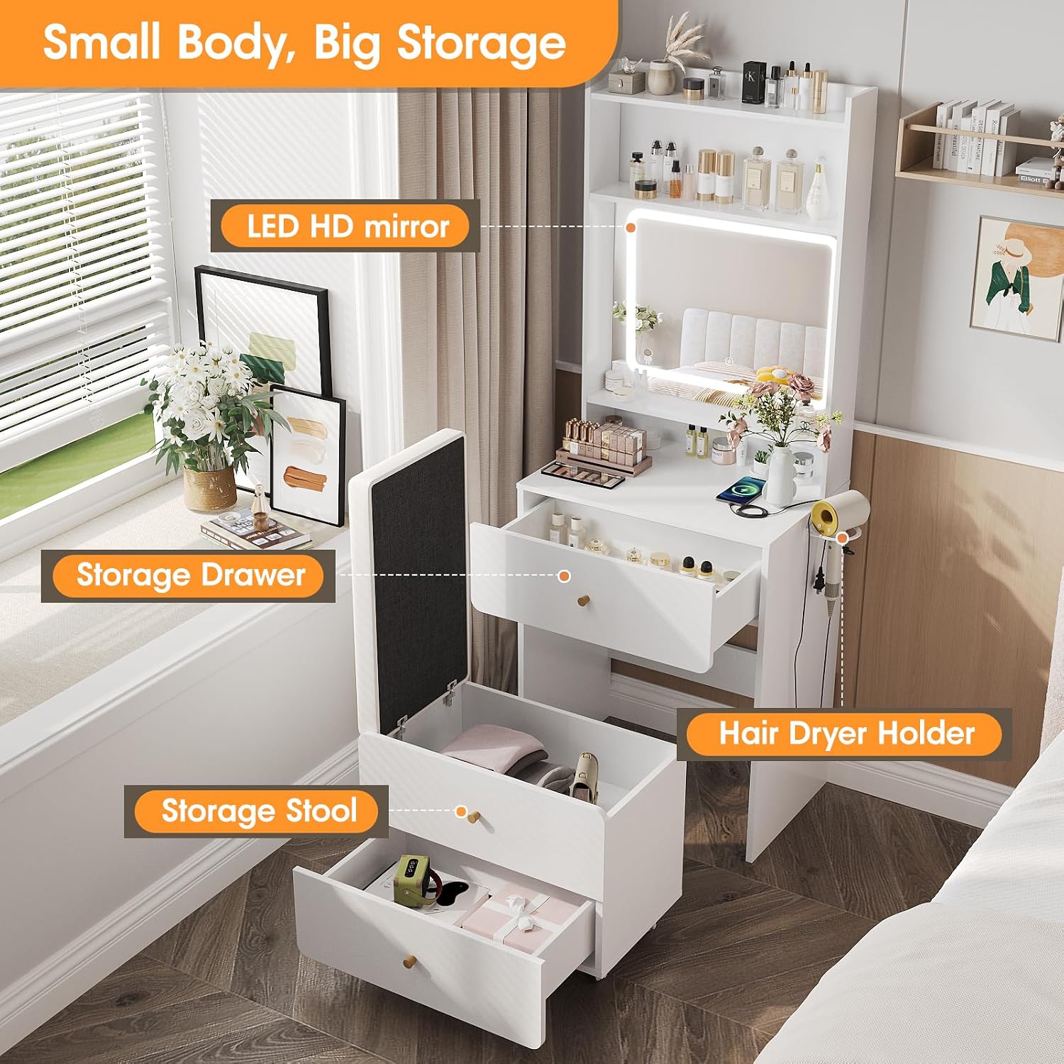 Make Up Vanity Desk with Mirro - Desk Setup Bedroom recension och pris