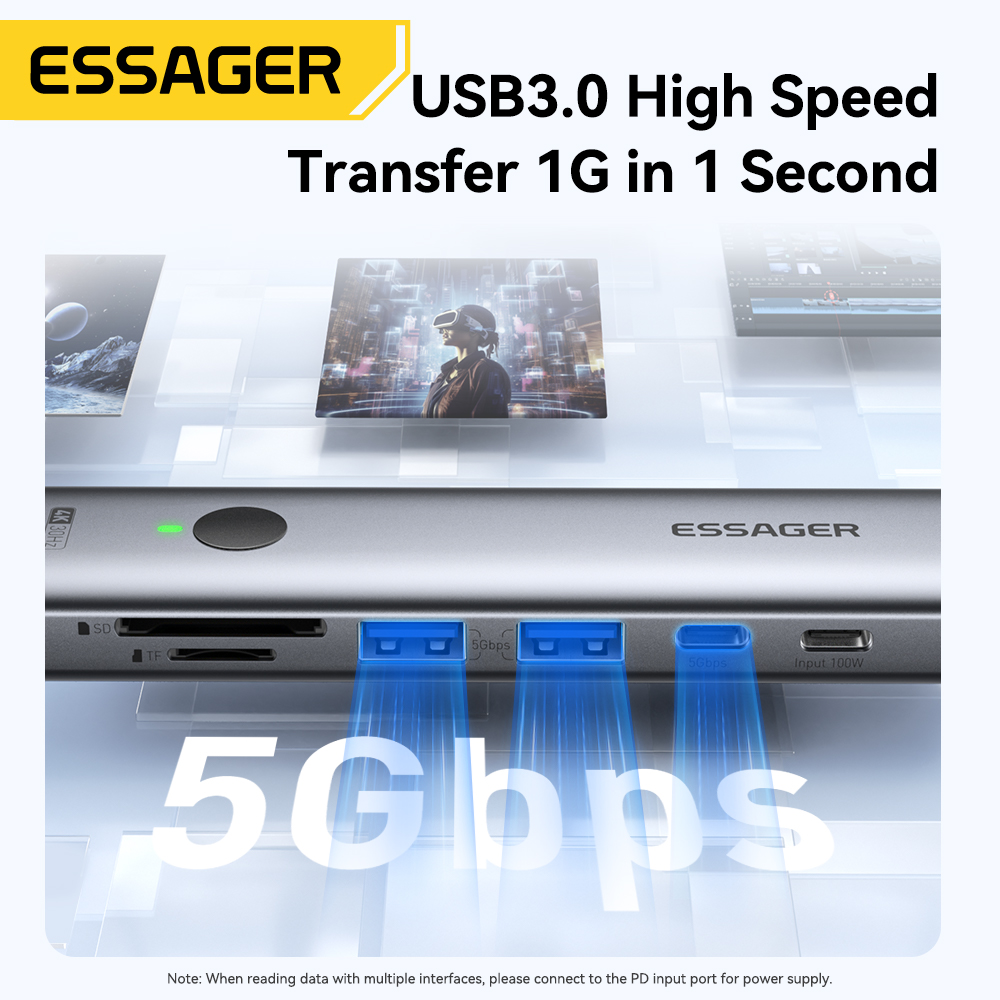 Essager USB C HUB 4K 7-in-1 Ty - Desk Setup Usb Hub recension och pris