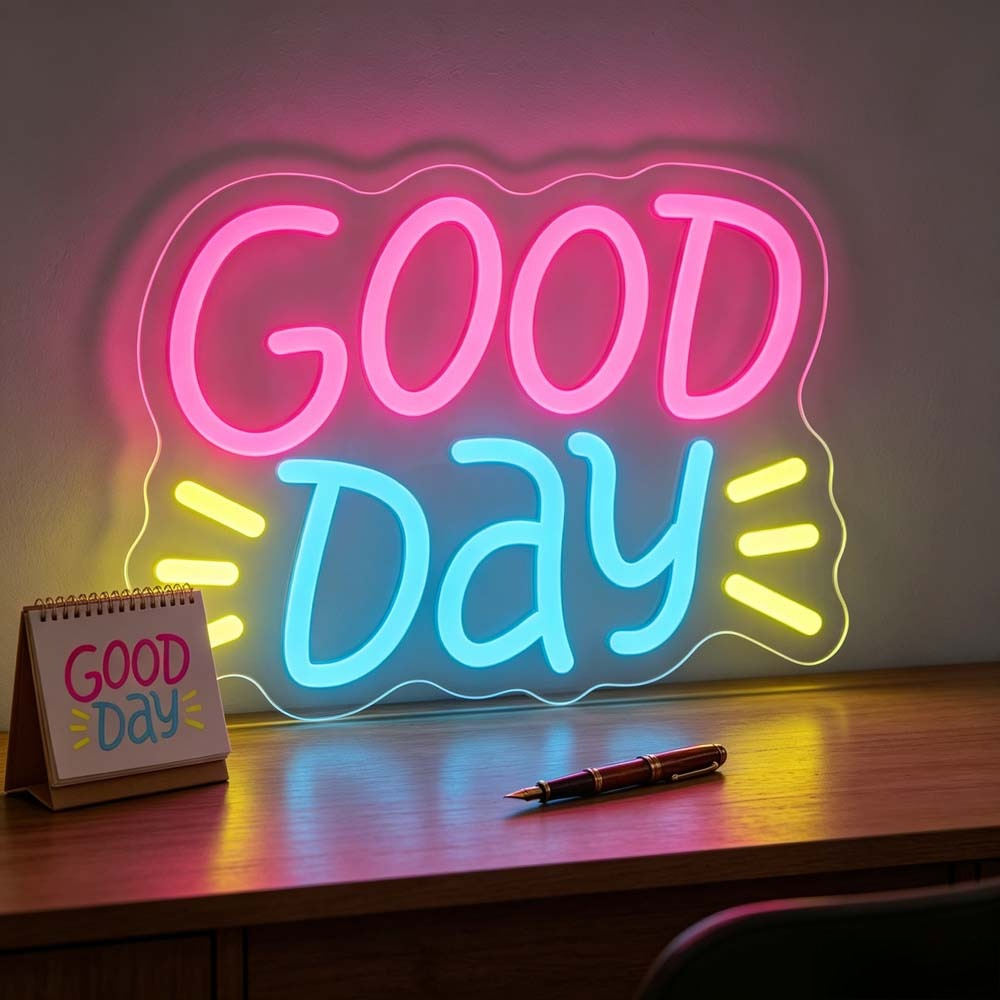 Good Day Neon Sign LED Colorfu - Desk Setup Bedroom recension och pris