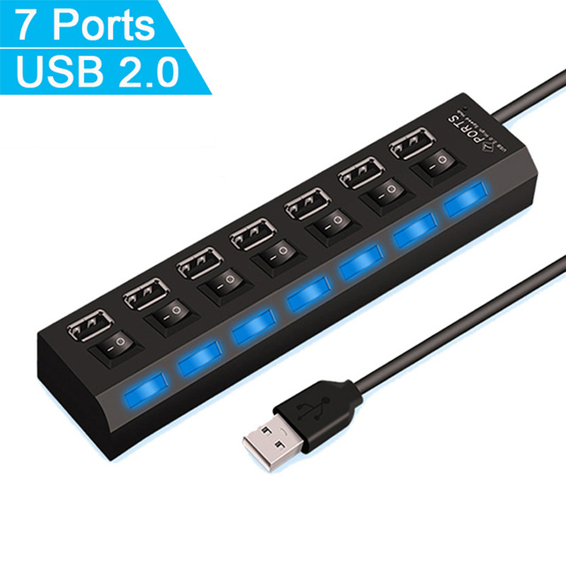 7 Port USB 2.0 Hub Splitter Fo - Desk Setup Usb Hub recension och pris