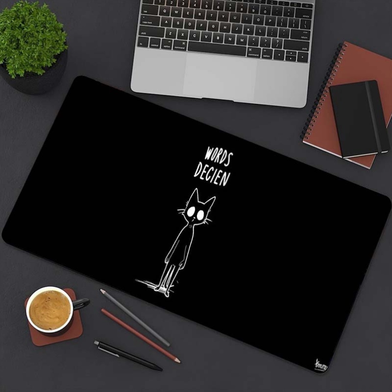Funny Sketch Cat Words Decien  - Desk Setup Gaming And Work recension och pris